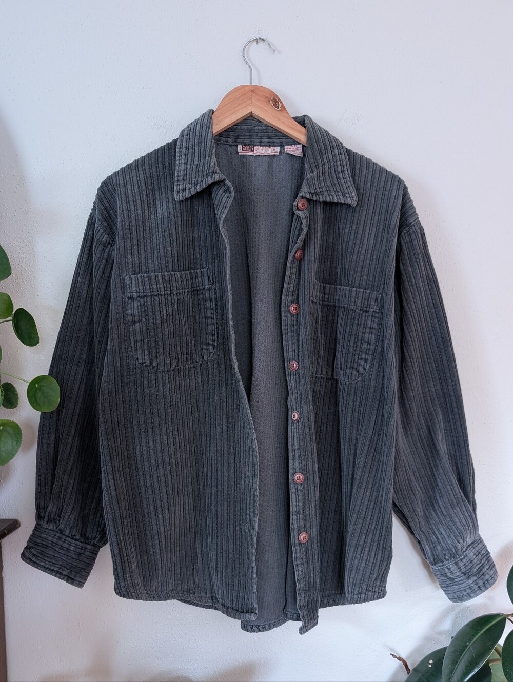 Faded Glory | Wide Wale Ribbed Corduroy Shirt Shacket | Distressed